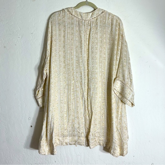 SOFT SURROUNDINGS Womens Large Glamour Topper Gold Sequin Open Cardigan 2CE04 - Picture 2 of 8